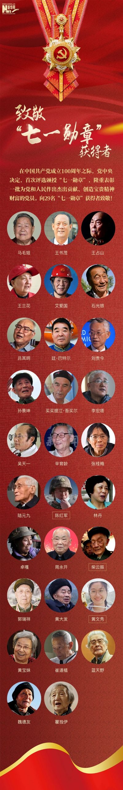 向这29名功勋党员，致敬！